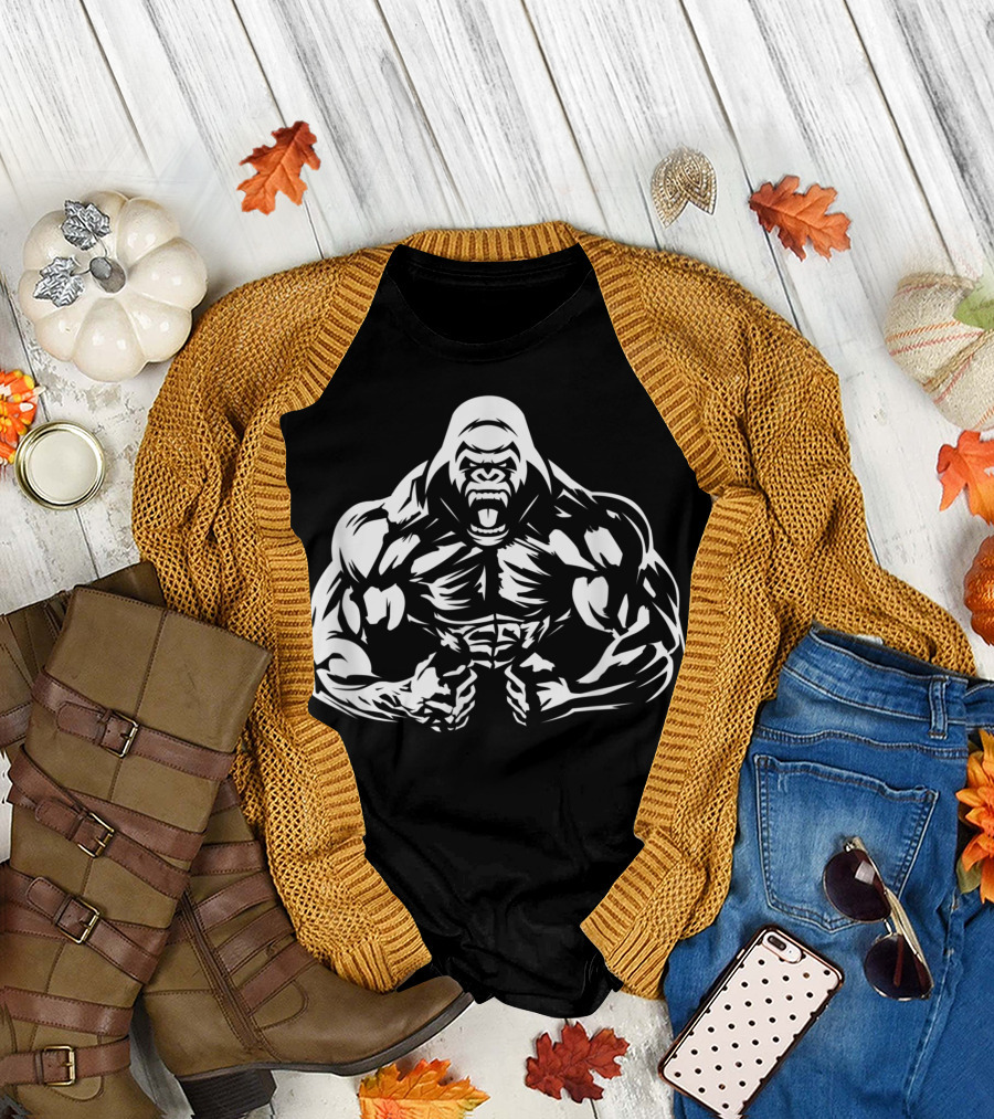 Bodybuilding Gorilla Ready for Gym Workout Power Challenge T-Shirt