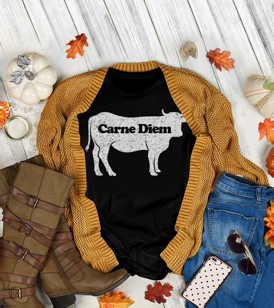 Carne Diem Cow Silhouette Meat Lovers Seize The Meat T-Shirt