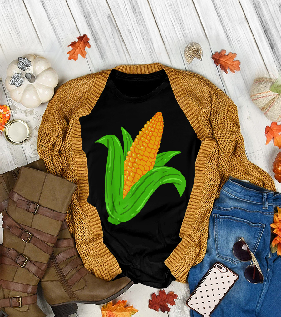 Corn Farmer Farm Greengrocer Vegan Vegetables Corn Cob T-Shirt
