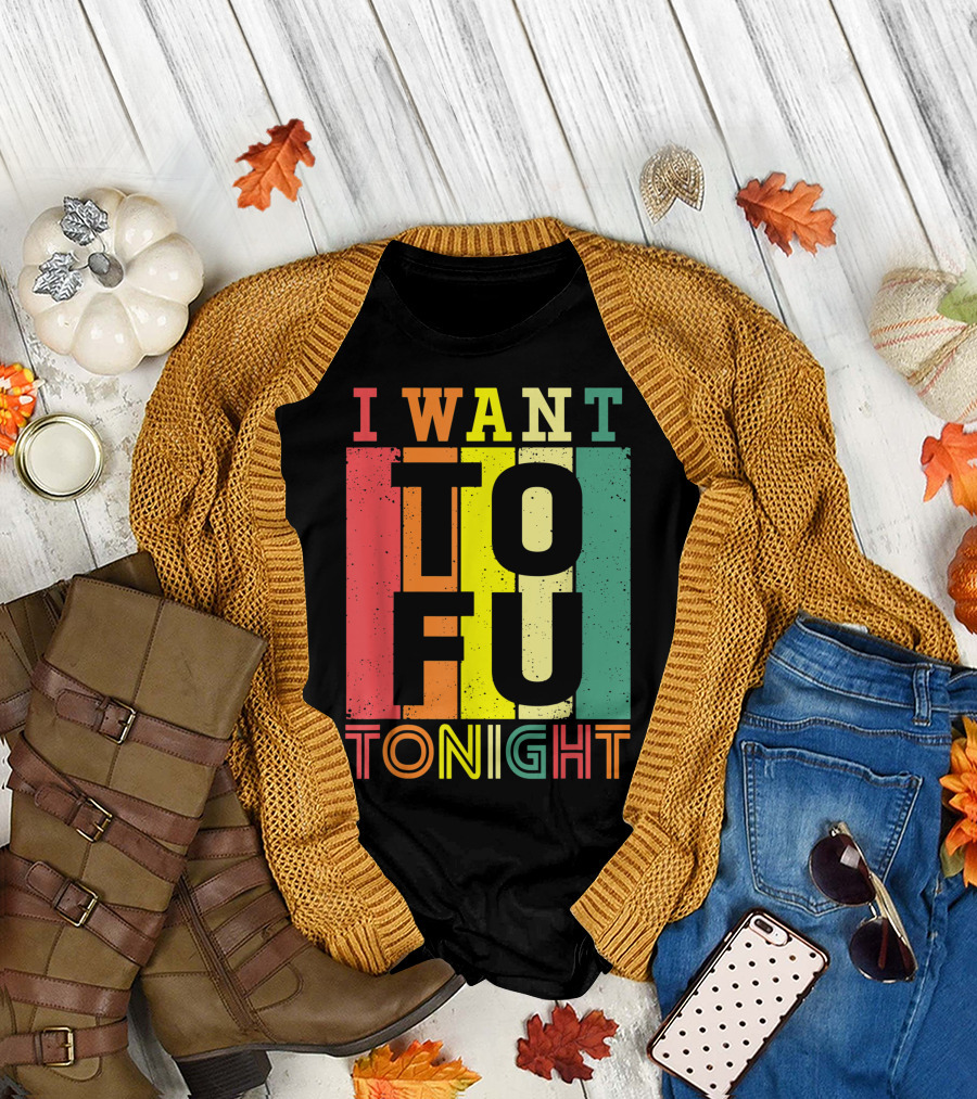 I Want Tofu Tonight Vegetarian Diet Vegan Rainbow Stripes T-Shirt