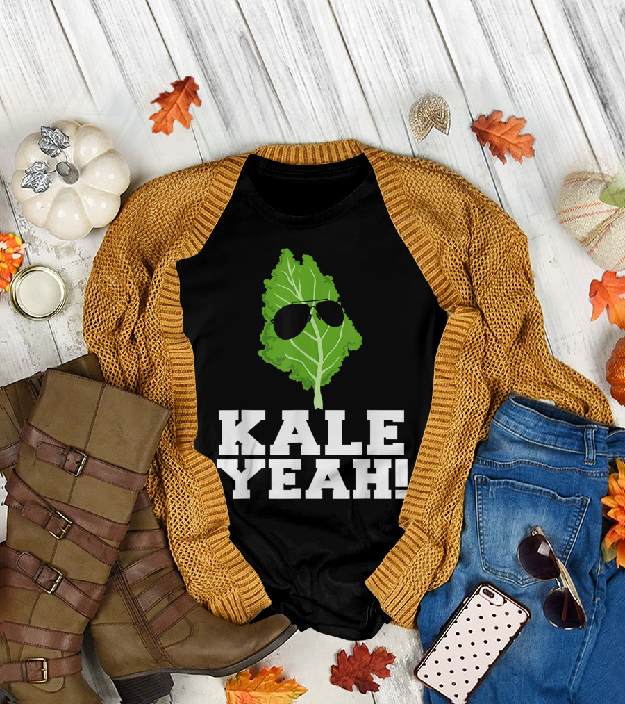 Kale Yeah Sunglasses Leaf Vegan Pun Kale Yeah T-Shirt