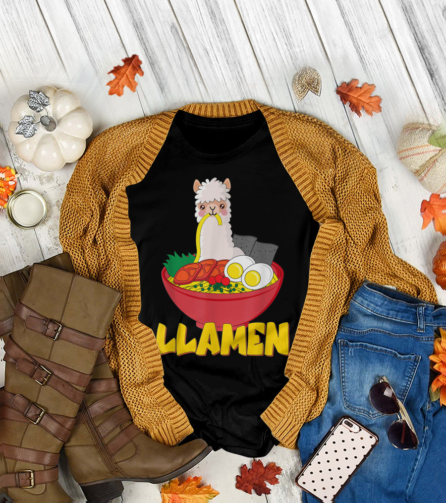 Llama Decor Ramen Soup Korean Llama Stuff LLAMEN T-Shirt