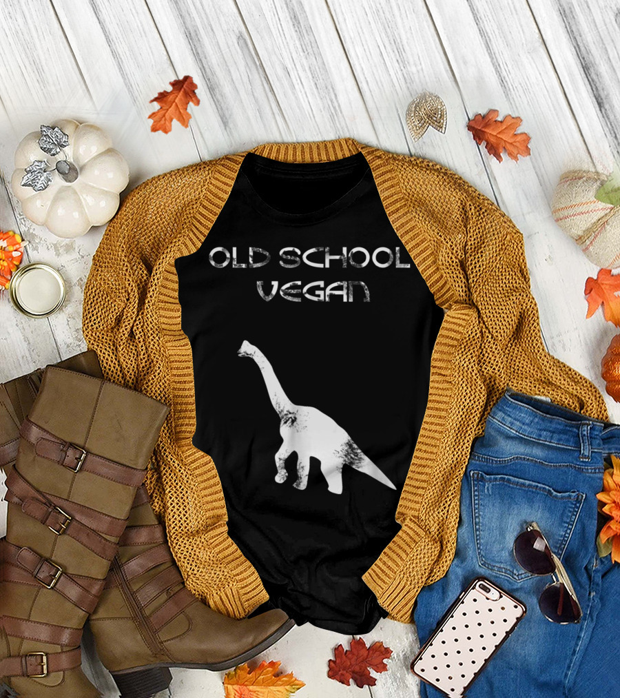 Old School Vegan Veggie Food Dinosaur T-Shirt