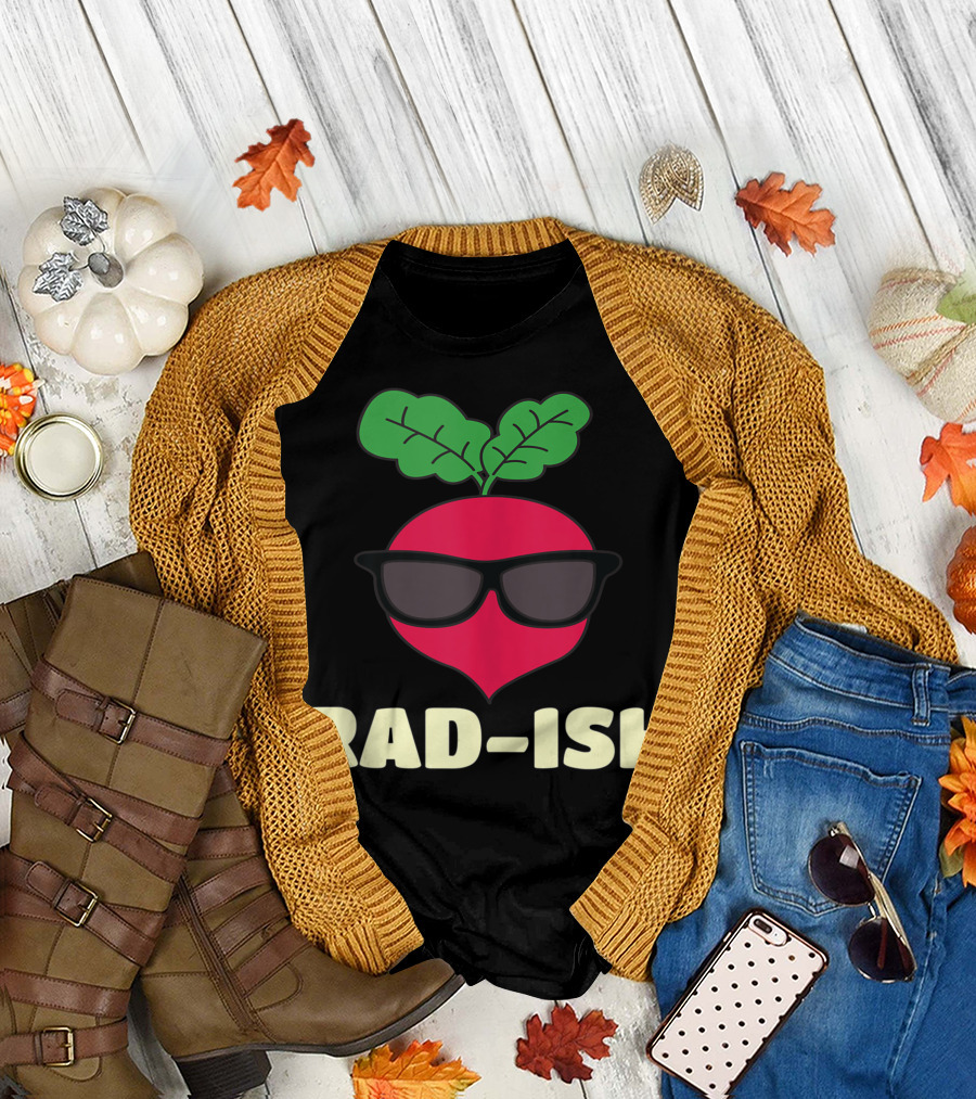 Rad-Ish Cool Radish Wearing Sunglasses Food Pun T-Shirt