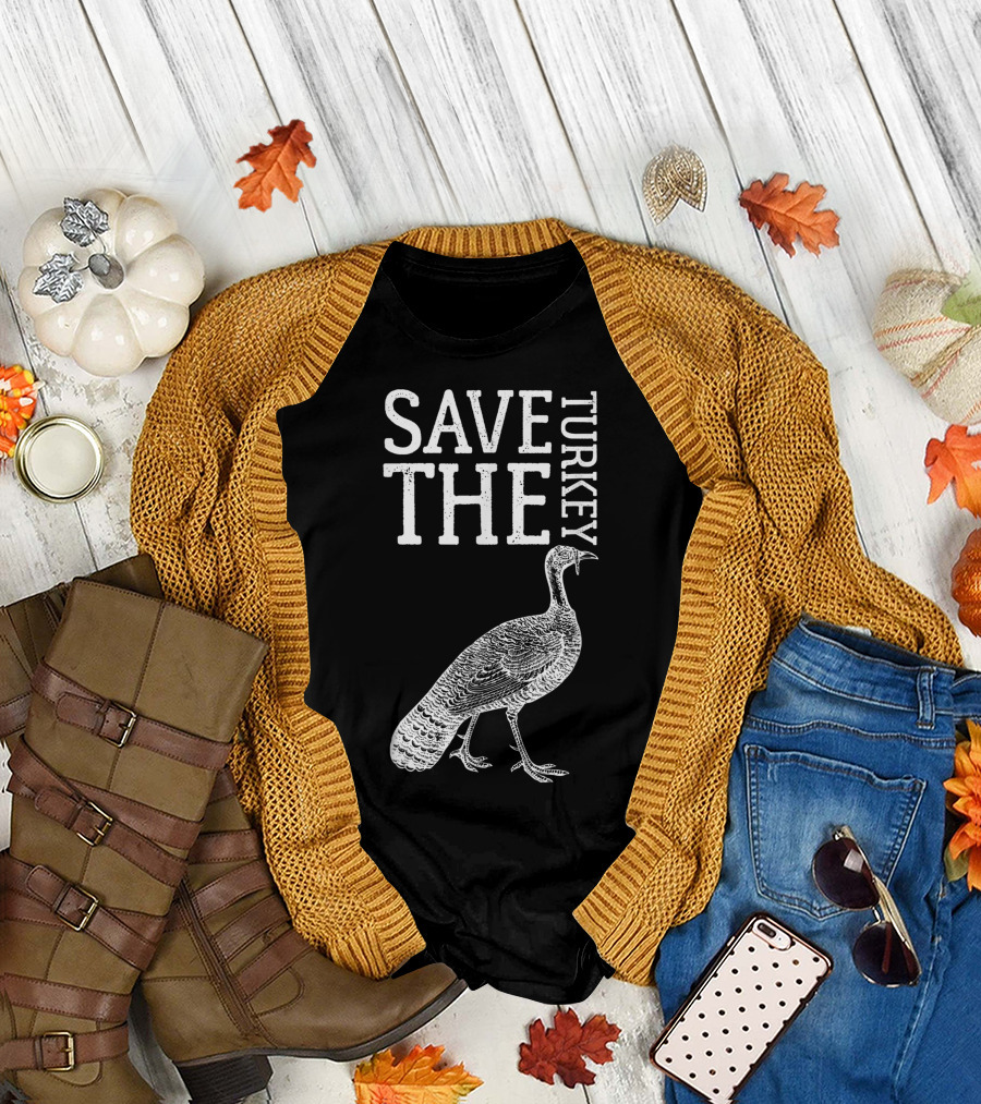 Thanksgiving Vegetarian Vegan Save The Turkey Thankful T-Shirt