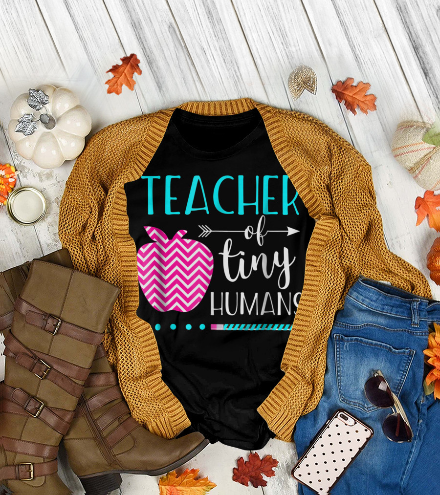 Teacher of Tiny Humans Apple and Pencil Appreciation T-Shirt