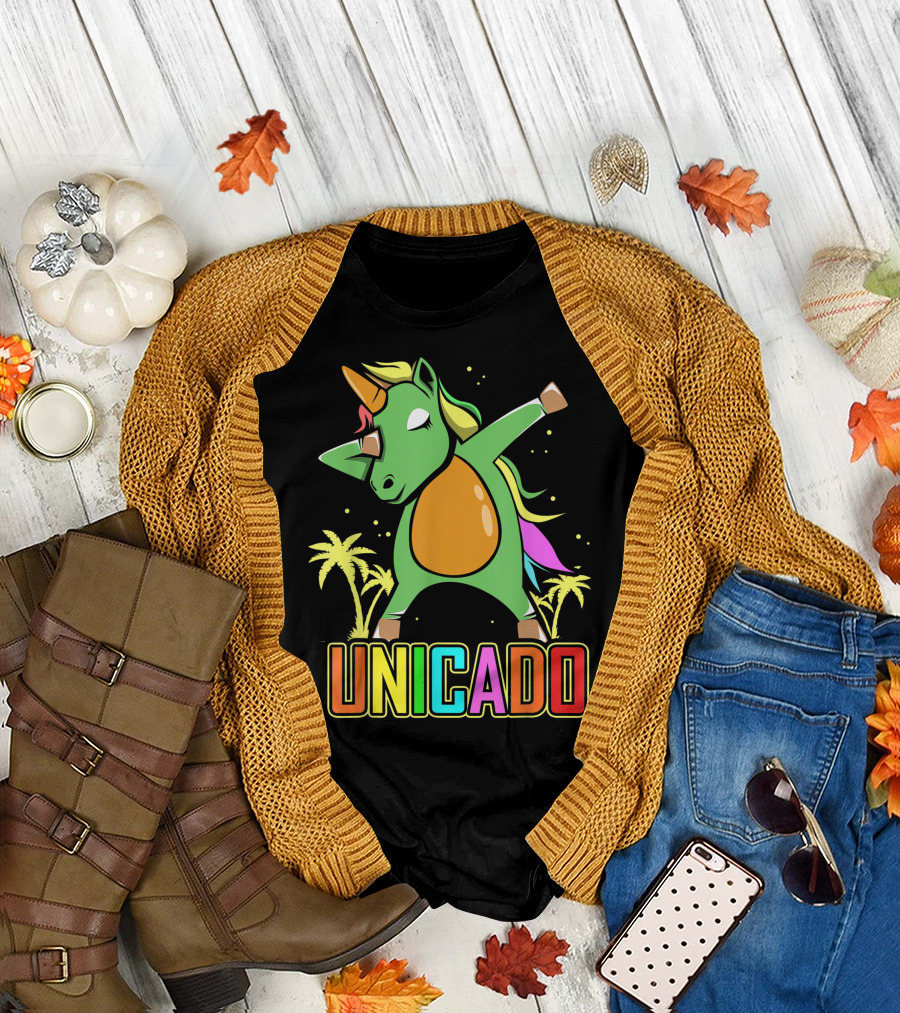 Unicado Dabbing Avocado Unicorn Dab Vegan Fun Tropical T-Shirt