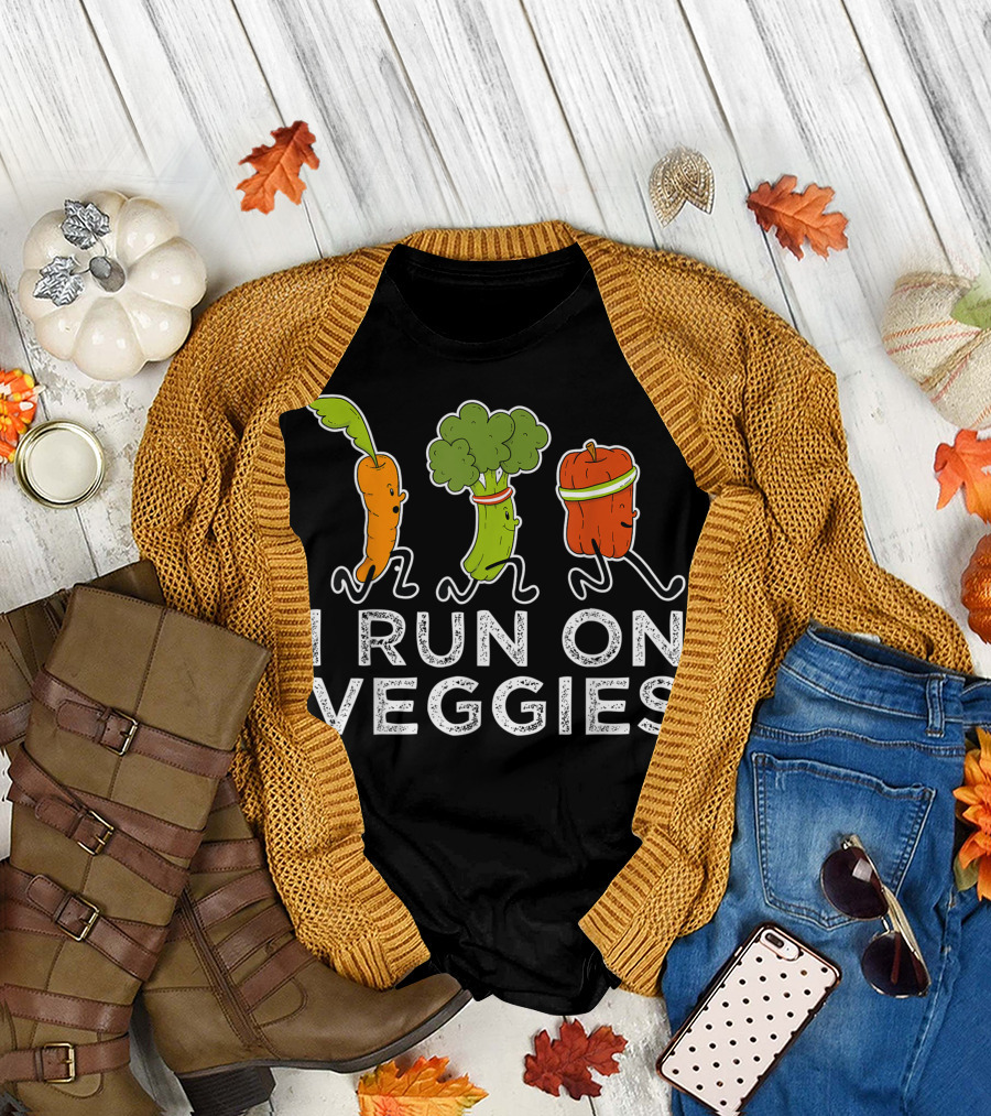 Vegan Athlete Runner I Run On Veggies Marathon Running T-Shirt