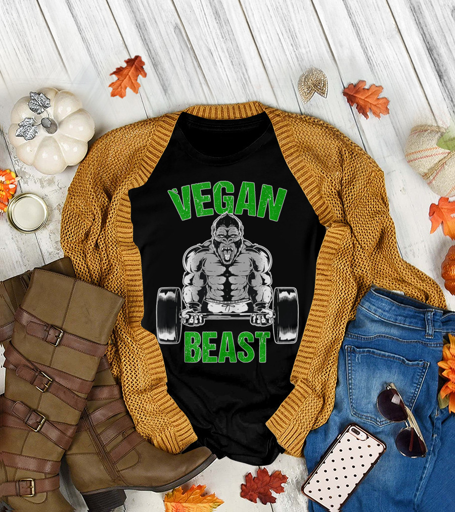 Vegan Beast Gorilla Gym Workout Fitness T-Shirt