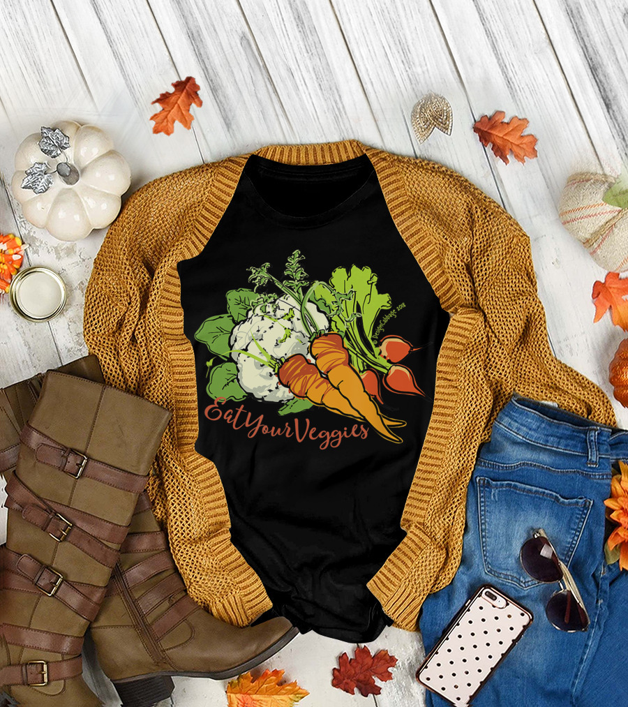 Eat Your Veggies Garden Vegetable I Be Vegan Cauliflower Carrots Beets T-Shirt