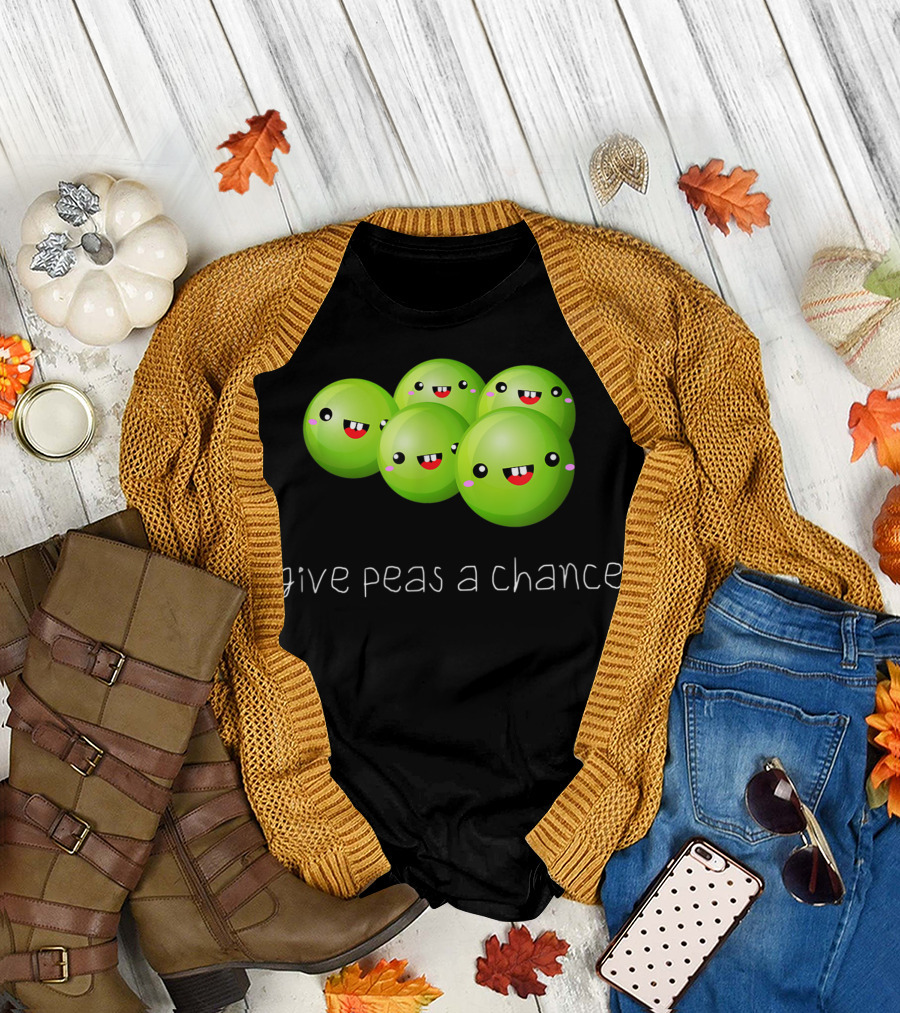 Give Peas A Chance Cute Vegan Spoof Playfully Inspired By Give Peace A Chance T-Shirt