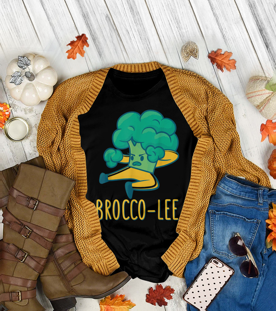 Brocco Lee Broccoli Vegetable Pun Dad Joke T-Shirt