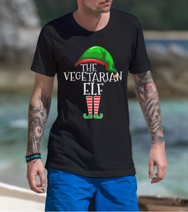 Matching Family Vegan Christmas The Vegetarian Elf Group T-Shirt