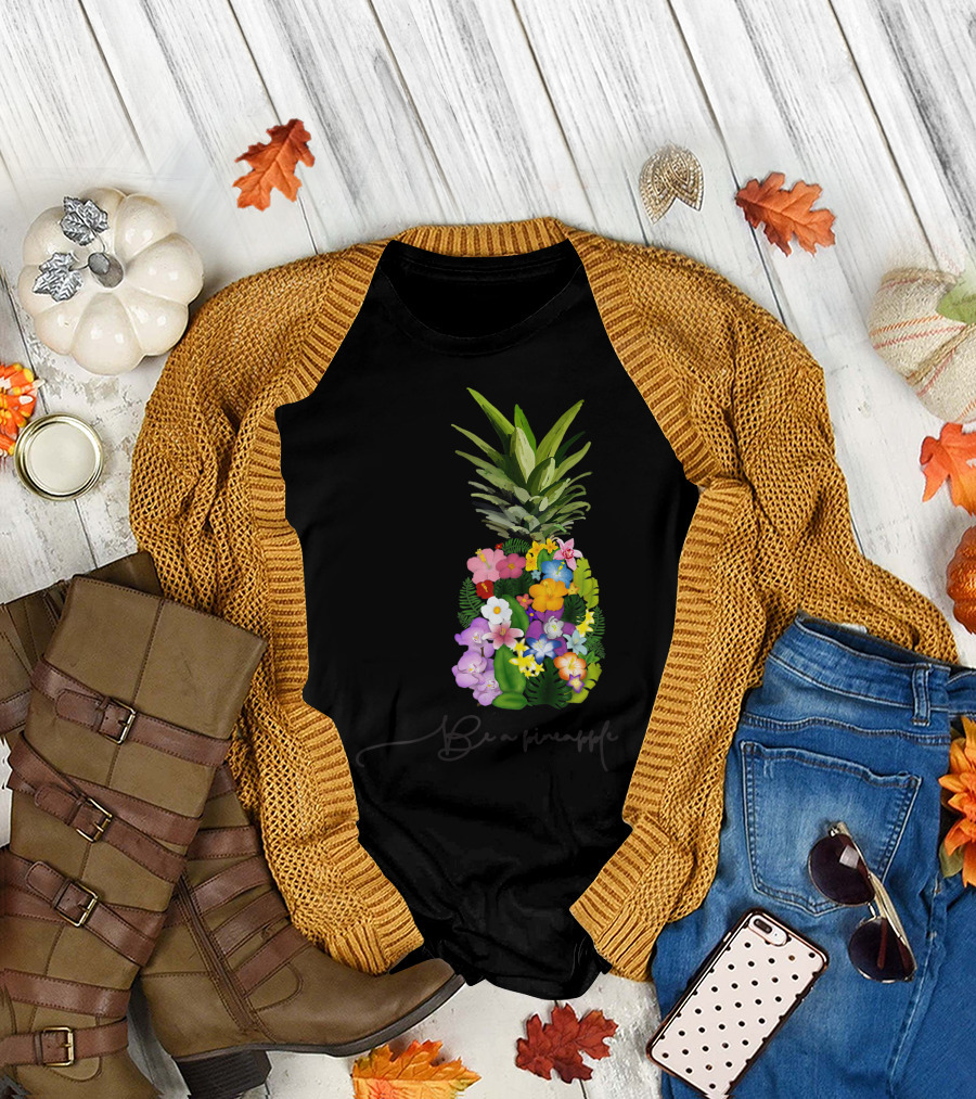 Be A Pineapple Floral Artwork Clothing For Juniors Teen Girls T-Shirt