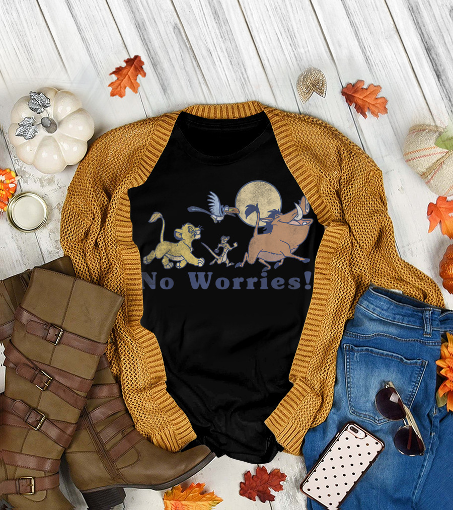 No Worries Disney Lion King Vintage Simba Timon Pumbaa Zazu Moon T-Shirt