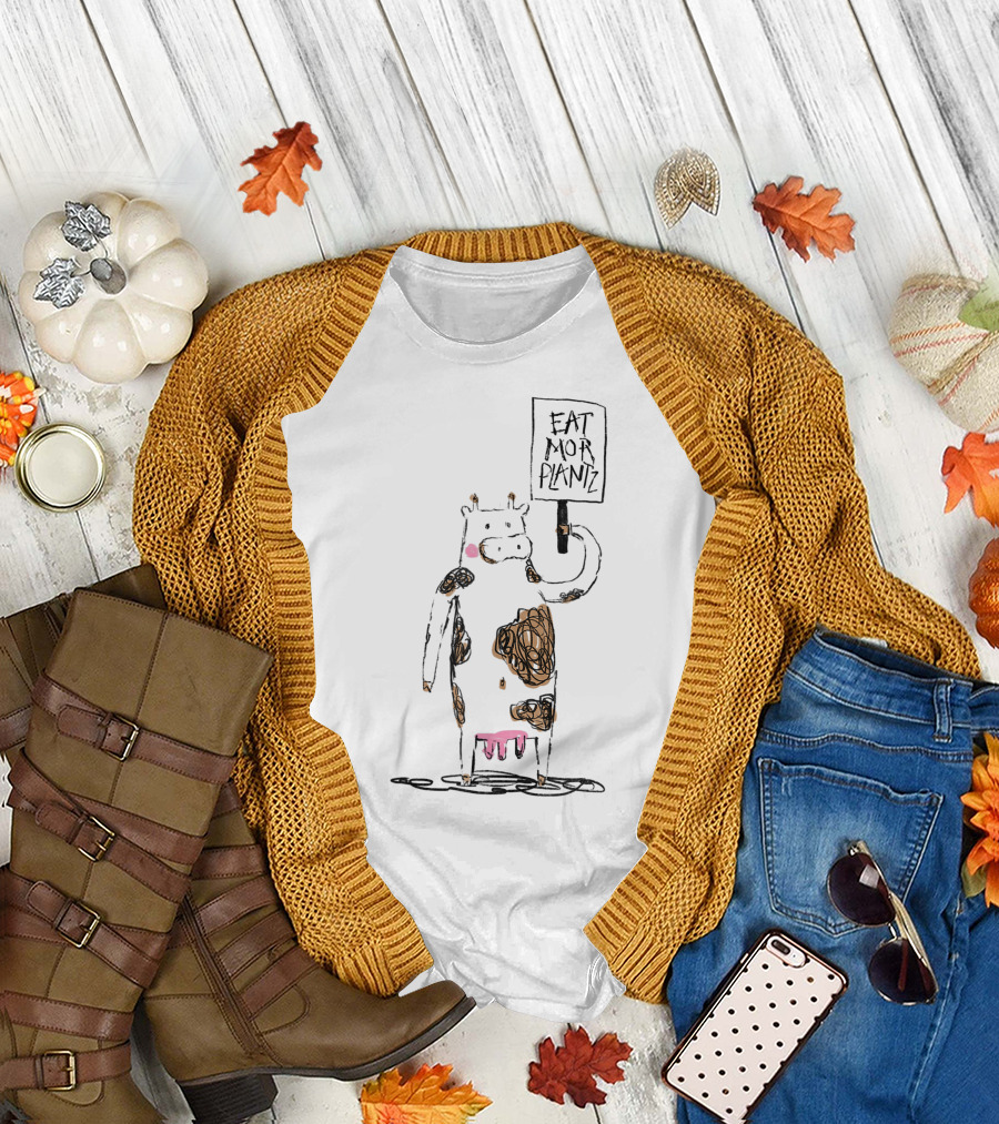 Eat More Plants Vegan Cow O8 Plant-Based T-Shirt