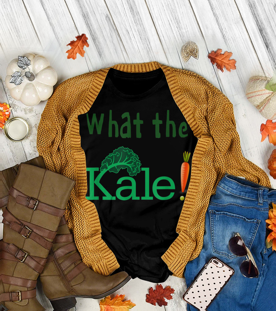 What The Kale Leaf Carrot Exclamation Vegetarian Pun T-Shirt