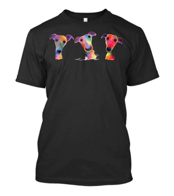 Whippet Greyhound Wacky Whippets Vibrant Colorful Trio T-Shirt