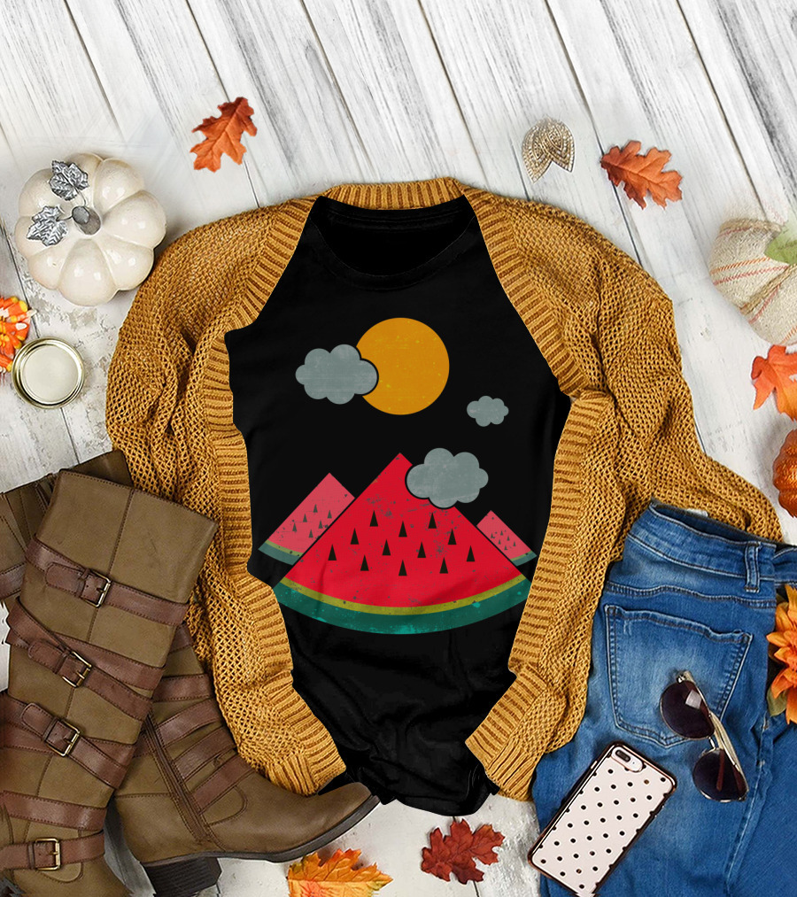 Eatventure Time Melon Mountains with Sun and Clouds T-Shirt