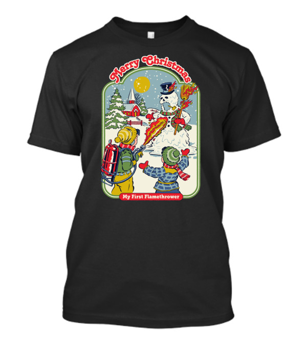 Merry Christmas Snowman Battle With My First Flamethrower Scene T-Shirt