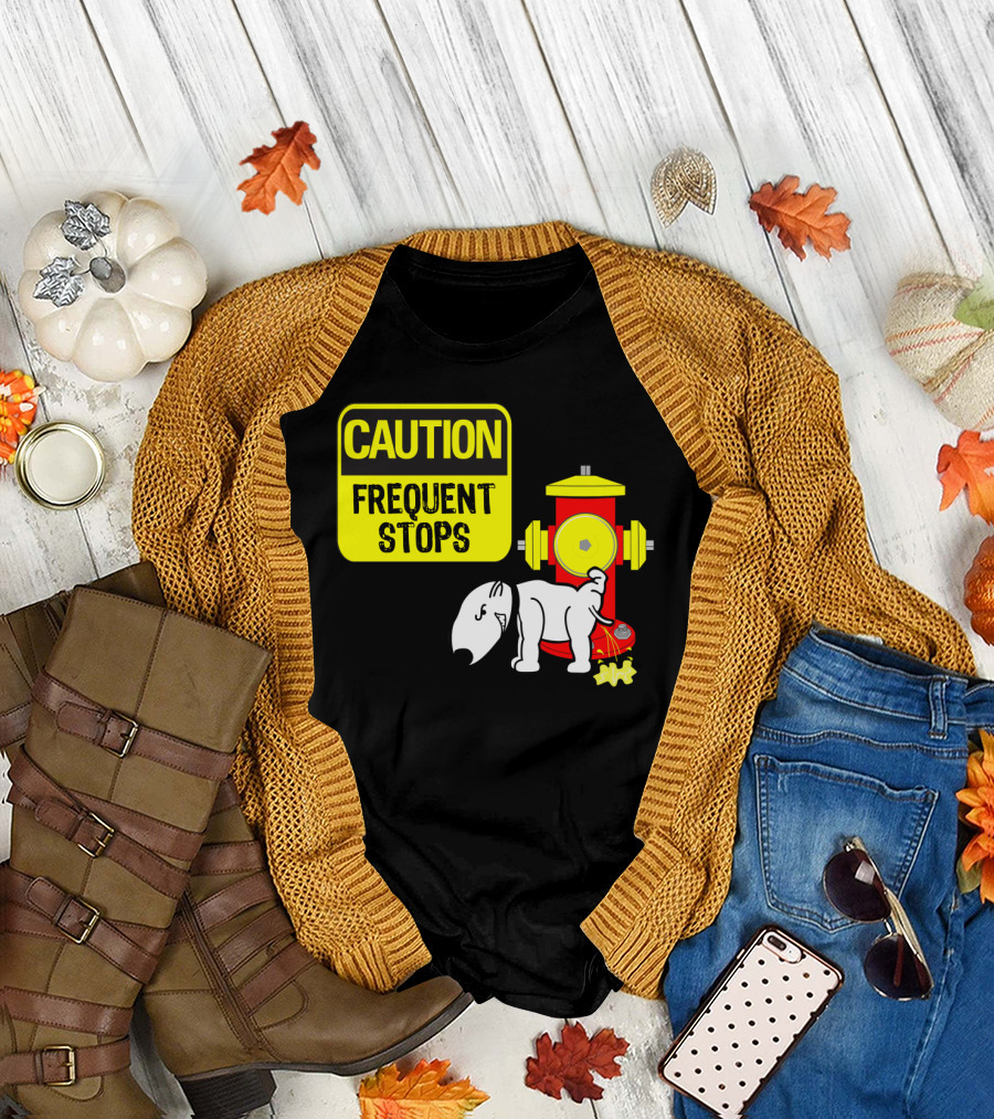 Caution Frequent Stops Dog with Fire Hydrant T-Shirt