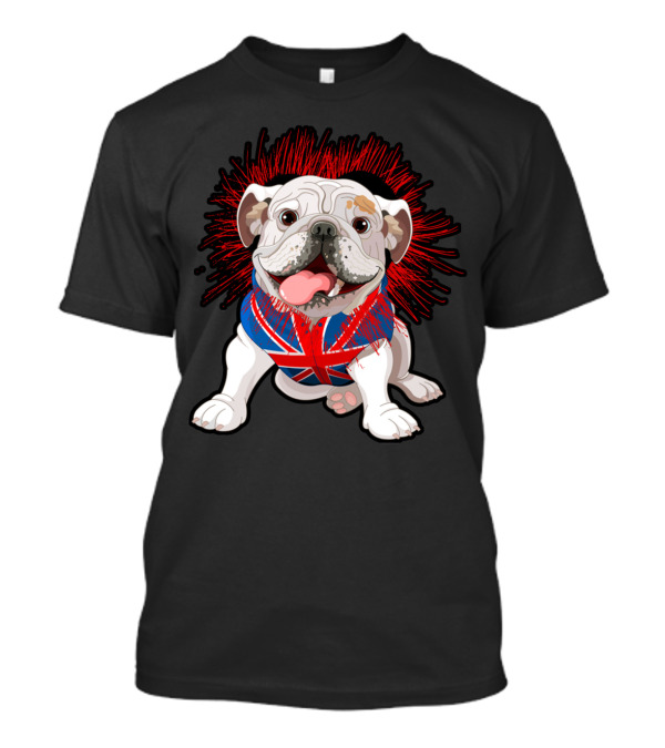 English Bulldog Wearing Union Jack Sweater With Bold Red Accents T-Shirt