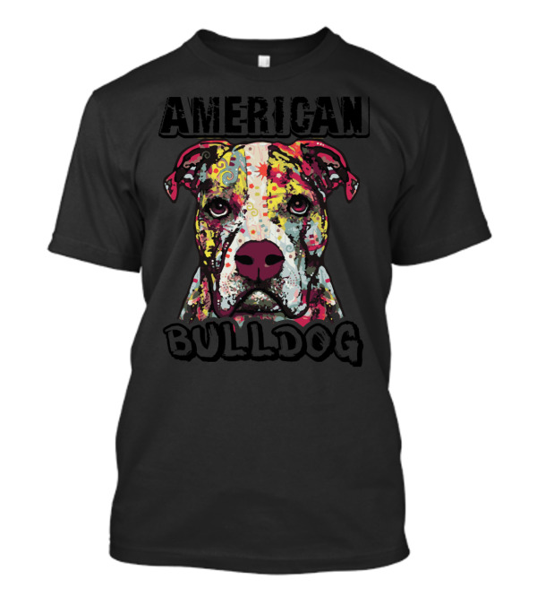 American Bulldog Colorful Vibrant Patterned Head T-Shirt
