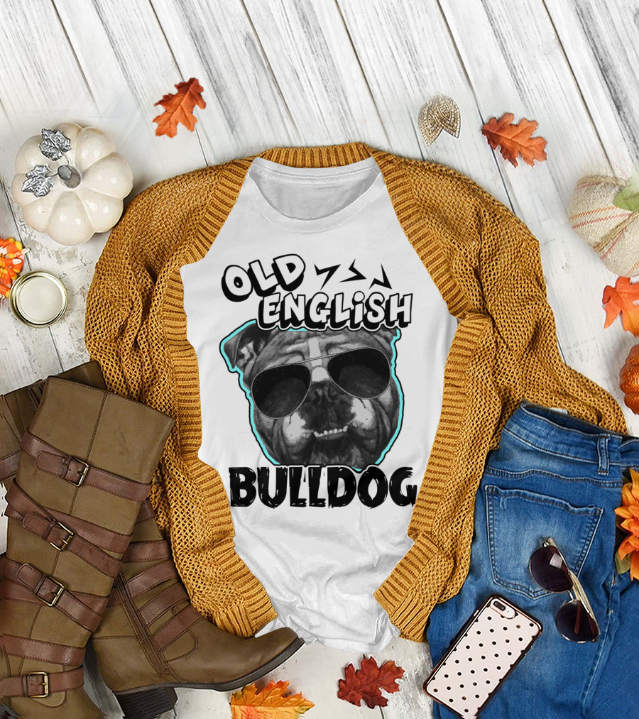 Old English Bulldog Wearing Cool Sunglasses T-Shirt