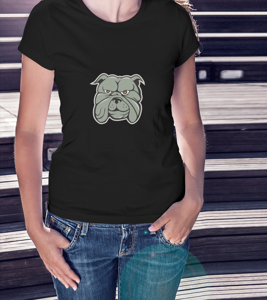Bulldog Head Cartoon In Bold Isolated T-Shirt