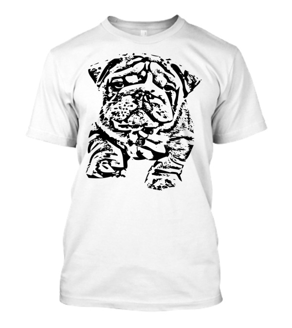 I Love Bulldog Sketch Illustration T-Shirt
