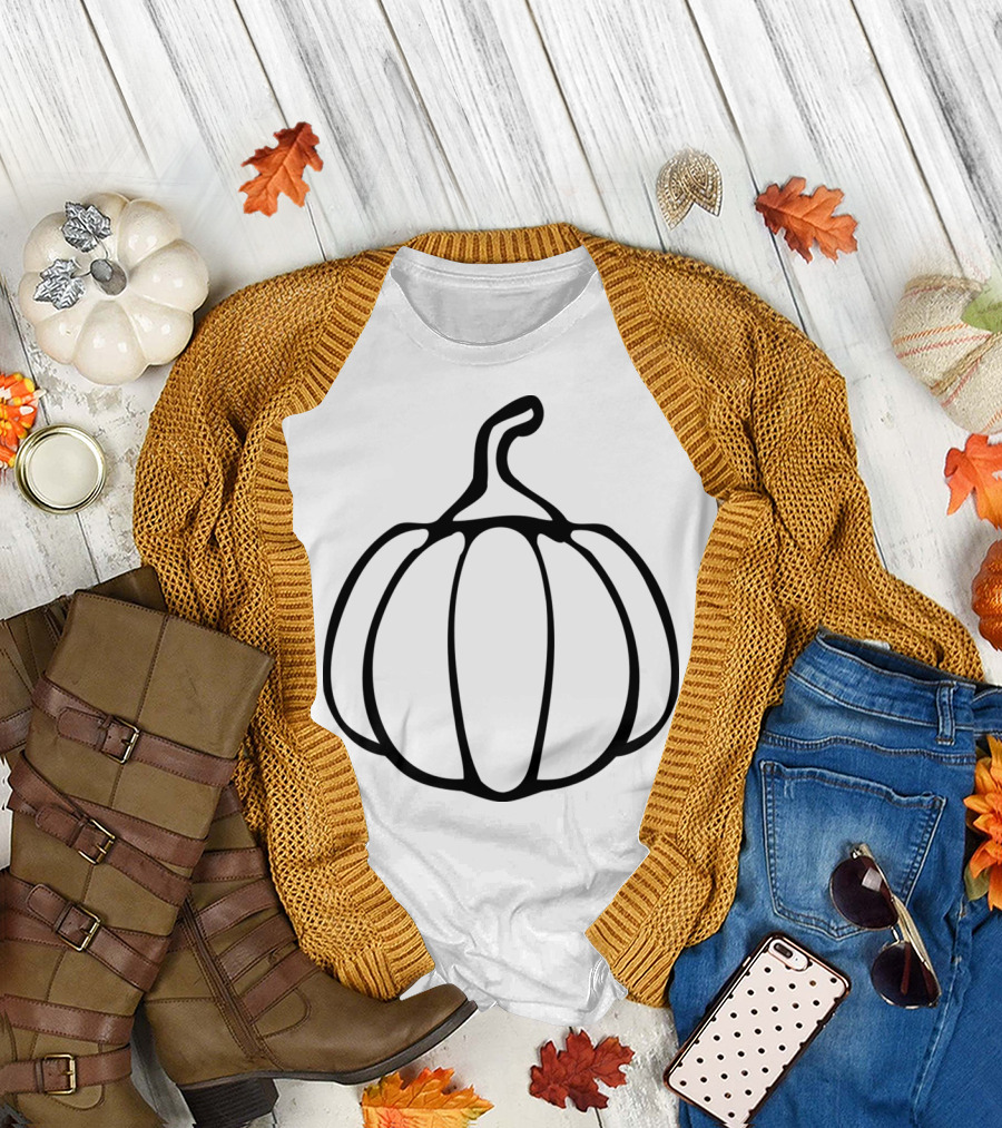 Black Pumpkin Halloween Motive Clip Art Vector T-Shirt