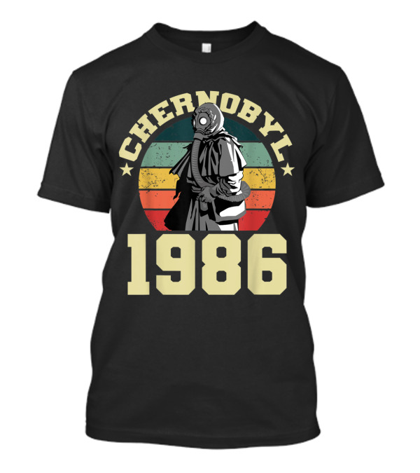Chernobyl 1986 Vintage Gas Mask Retro Stripes T-Shirt