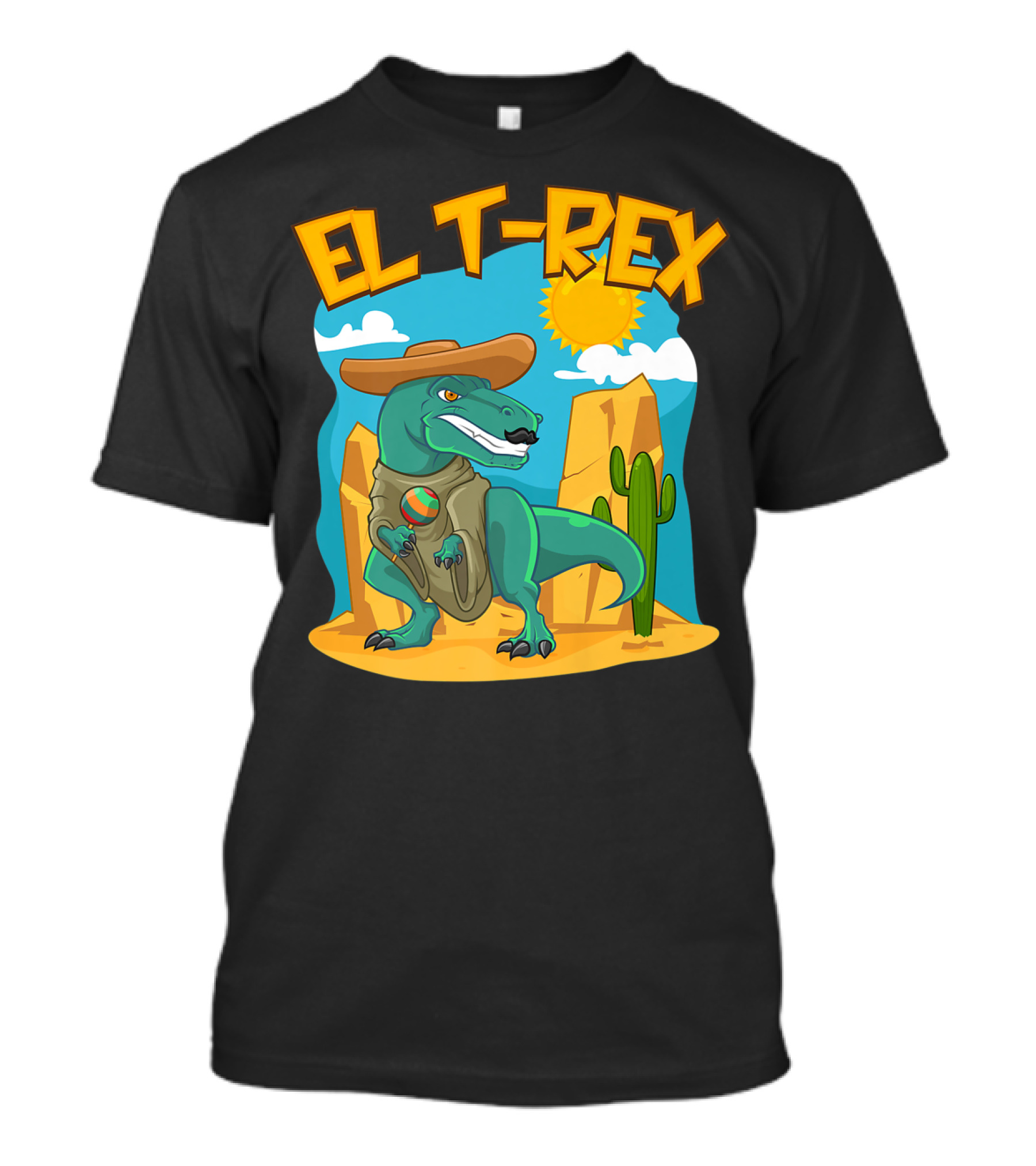 EL T-REX Mexican Dinosaur Cinco De Mayo Cactus Desert Sun Sombrero T-Shirt