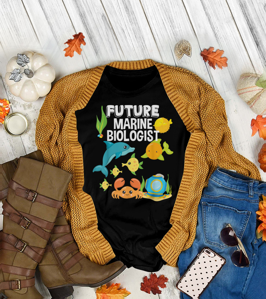 Future Marine Biologist Fish Dolphins Sea Lover Ocean Creatures T-Shirt