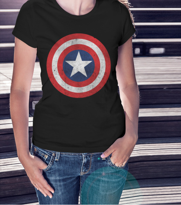 Marvel Captain America Classic Shield Iconic Symbol Red White Blue T-Shirt