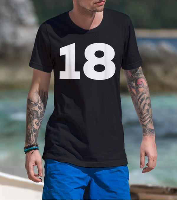 Number 18 Sport Team Fan Jersey Style Group T-Shirt