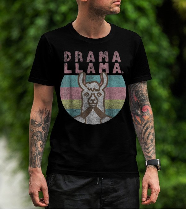 Drama Llama Classic Vintage Retro Striped Lama T-Shirt