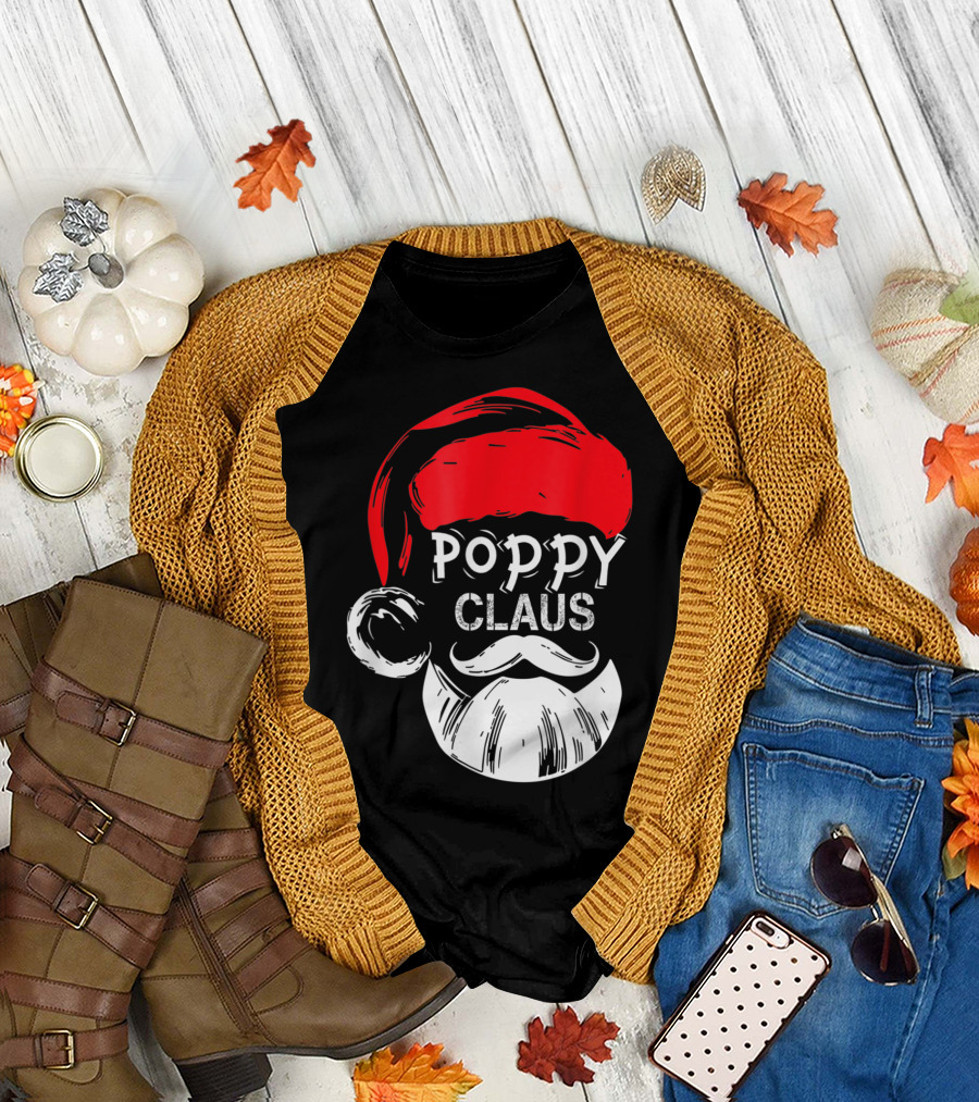 Poppy Claus Santa Hat Beard Christmas T-Shirt
