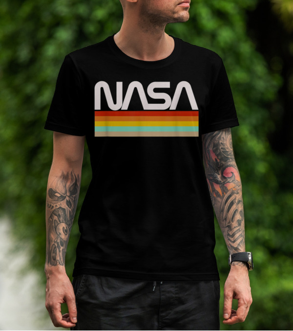NASA Worm Logo Retro Stripes T-Shirt