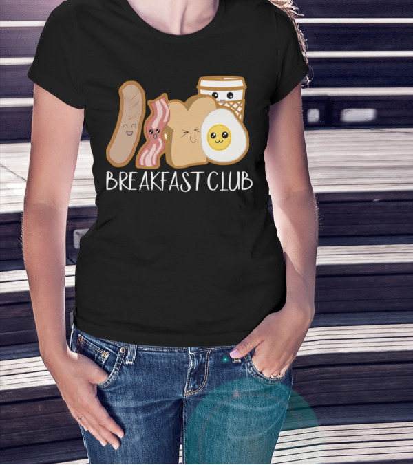 Kawaii Breakfast Club Funny Foodie Adorable Cartoon Food Faces T-Shirt