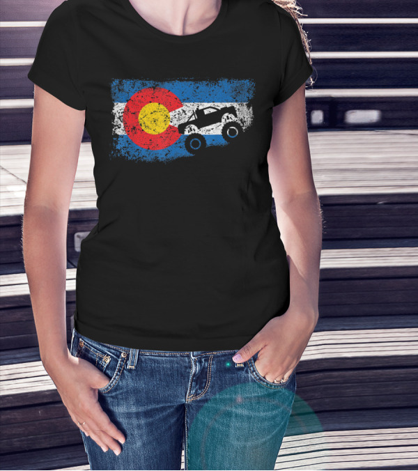 Monster Truck Colorado 4X4 Club Flag Iconic Off-Road Adventure T-Shirt