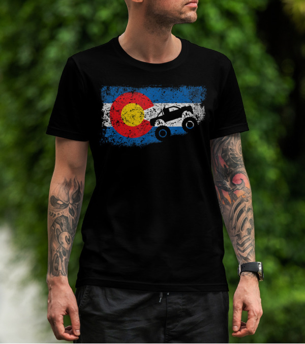 Monster Truck Colorado 4X4 Club Flag Iconic Off-Road Adventure T-Shirt