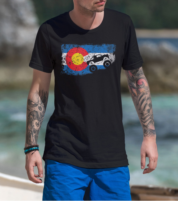 Monster Truck Colorado 4X4 Club Flag Iconic Off-Road Adventure T-Shirt