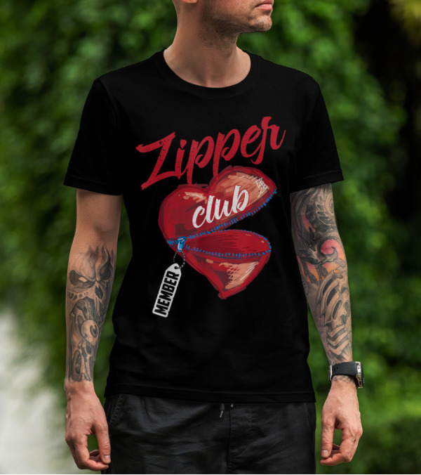 Zipper Club Member Heart With Zipper Congenital Heart Awareness T-Shirt
