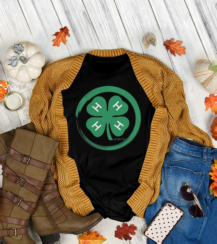 4 H Clover Emblem with 18 USC 707 Text T-Shirt