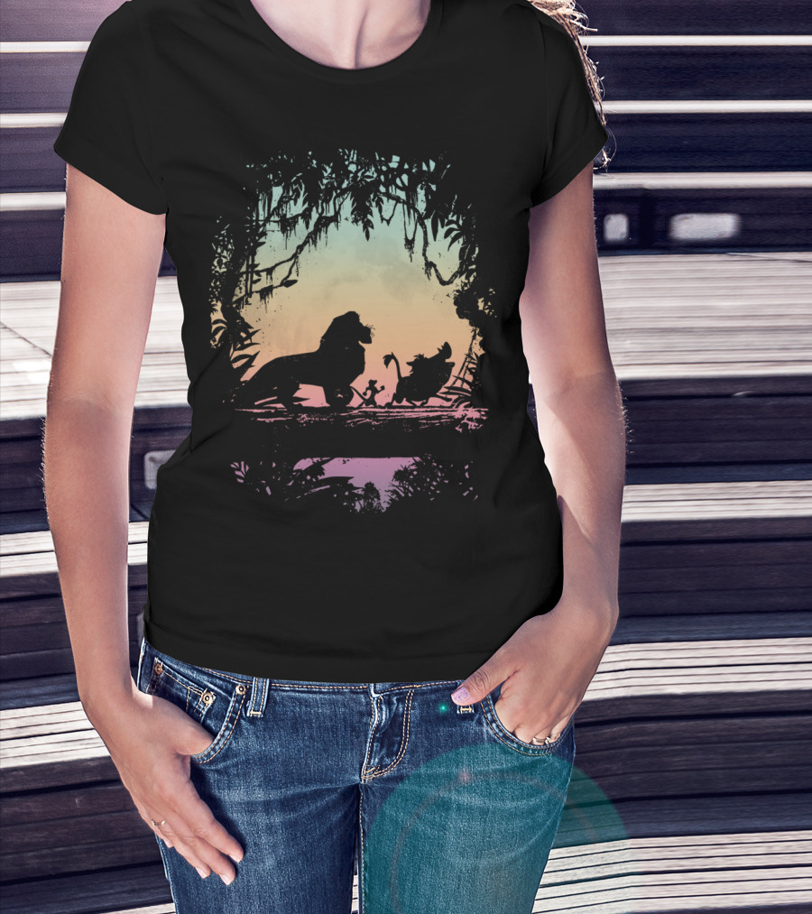 Disney Lion King Gradient Jungle Adventure Silhouette Trio T-Shirt