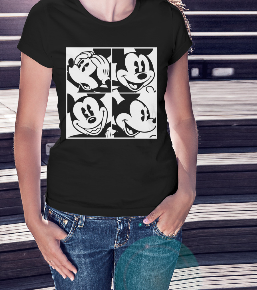 Disney Mickey Mouse Classic Expressions In Four Squares T-Shirt