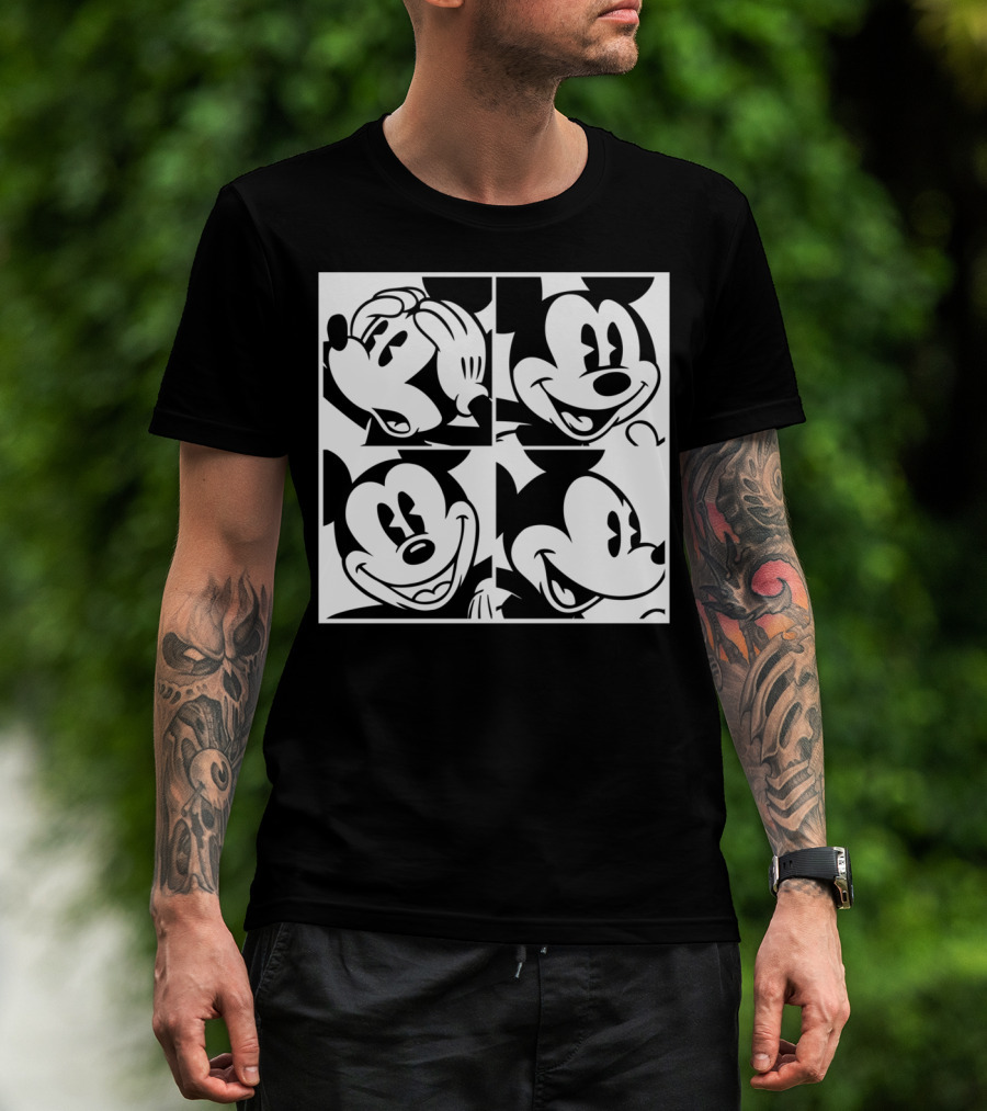 Disney Mickey Mouse Classic Expressions In Four Squares T-Shirt