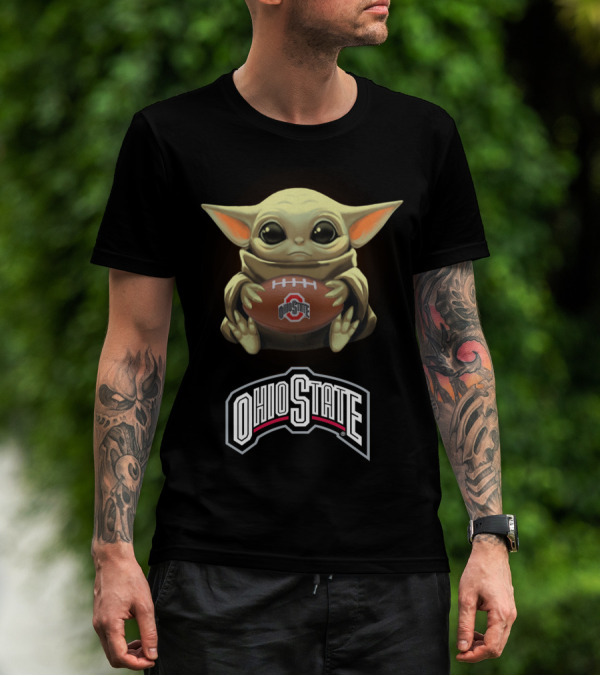 Yoda Holding Ohio State Football For Star Wars And Buckeyes Fans T-Shirt