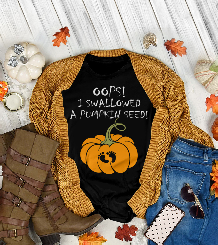 Oops I Swallowed a Pumpkin Seed Footprints T-Shirt